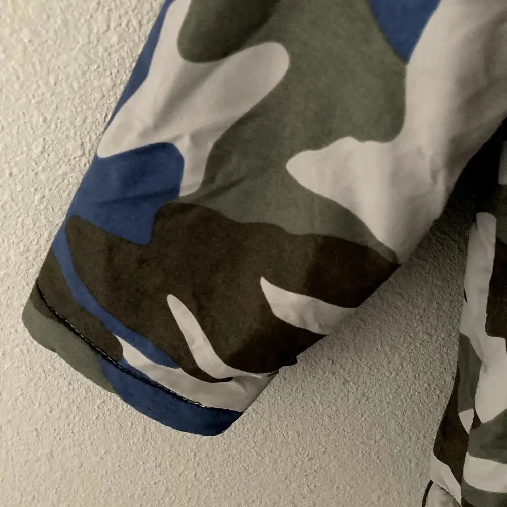 Mini Boden Camo Winter Jacket - Fleece Lined - Gray Blue Green - 5-6